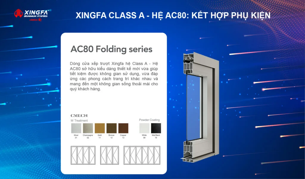 Xingfa hệ Class A hệ AC80 - cửa đi xếp trượt